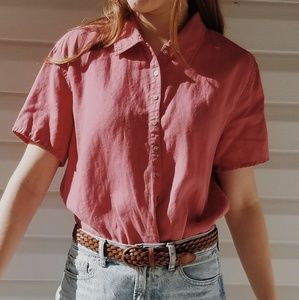 Short sleeve pink button up